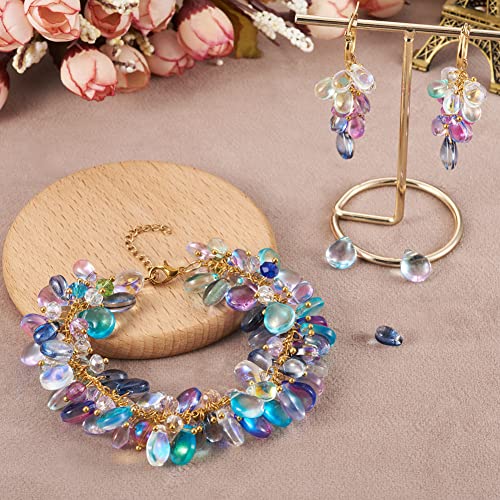 Cheriswelry 100Pcs 9-12mm Teardrop Glass Beads Top Drilled Waterdrop Glass Beads Colorful Drop Shape Spacer Beads for DIY Bracelets Earrings Necklace Jewelry Making Crafts - color: Mixed Color*15