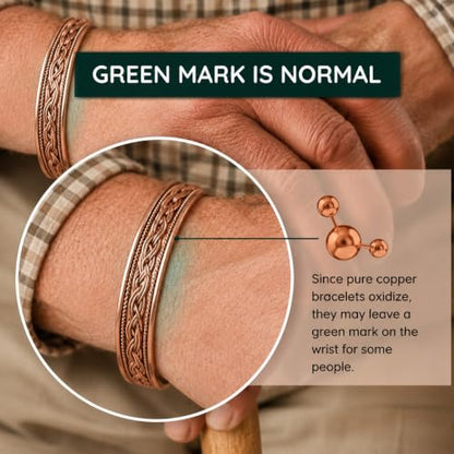 Touchstone Copper magnetic bracelet Tibetan style. Hand forged with solid and high gauge pure copper. Elegant braid pattern. - style: Braided 3