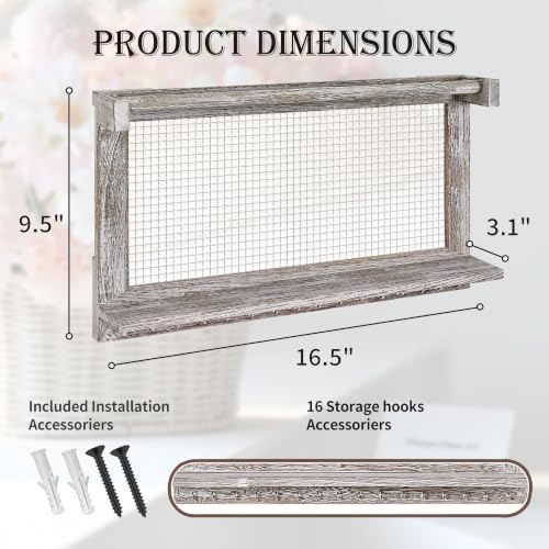 Jerry & Maggie Wall Mounted Jewelry Organizer, Wooden Necklace Holder Hanger with Hooks, Wall Jewelry Organizer Wall Mount for Necklace Display (1 Pack) - color: 1 Pack