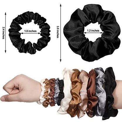 96 Pieces Satin Scrunchies Hair Tie Bulk Silk Elastic Ponytail Holders Ropes Comfortable Hair Bands Accessories for Girls Women Teens Birthday Gift(Colorful)
