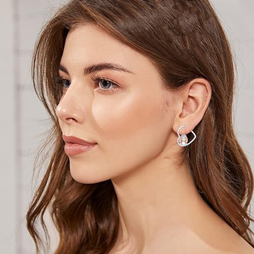 LES OSEWA Dog Animal Earrings Sterling Silver Animal Heart Hoop Dangle Earrings Cute Jewelry Gifts for Women - color: Poodle