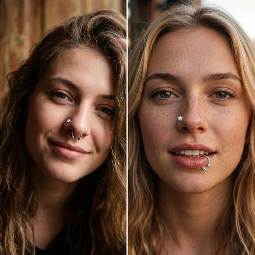 Zolure 16g Lip Rings Horseshoe Labret Jewelry Lip Barbell Ring Spike Snake Bite Piercing Jewelry Tragus Helix Earrings Studs Medusa Piercing for Women Men - color: 16G 8mm #6