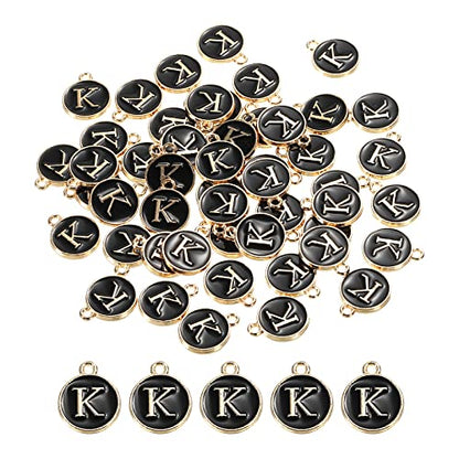 MECCANIXITY Alphabet Letter Charm Double Sided Alphabet Pendant, for Earring Jewelry Making - style: K