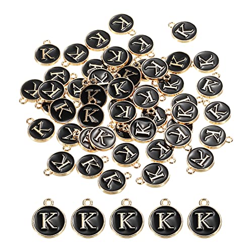 MECCANIXITY Alphabet Letter Charm Double Sided Alphabet Pendant, for Earring Jewelry Making - style: K