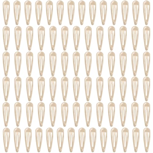ELANE 80 Pcs Metal Snap Hair Clips for Women,Small Snap Barrettes for Women Girls Thick Fine Hair (Beige) - color: Beige