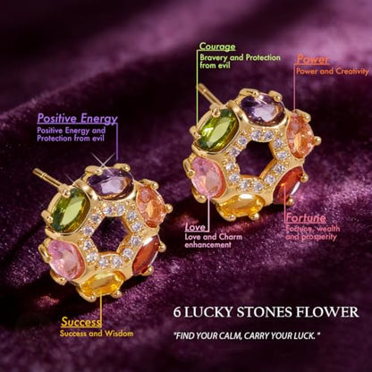 Rotating Sunflower Necklace & Earrings Jewelry Set for women| Gold coating Titanium Alloy with Sparkling Cubic Zirconia| Jewelry box +Tote Bag +3D Card |Gift for Birthday, Anniversary or Mother's Day - color: LightSource