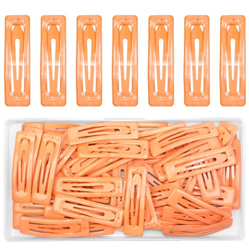 49 Pcs Cute Metal Glitter Rectangular Snap Hair Clips for Women & Girls - Strong Hold Small Barrettes for All Hair Types Thin Fine Hair Accessories (Glitter-Orange) - color: Glitter-Orange