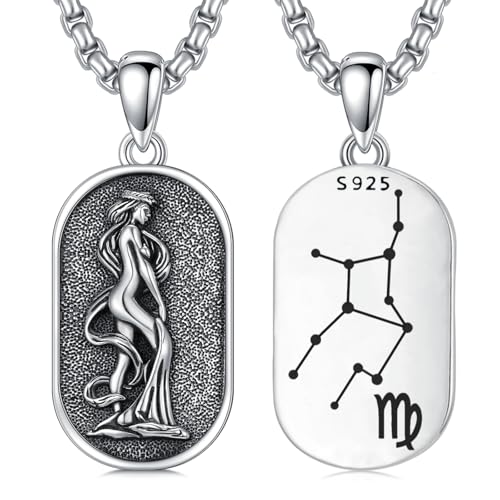 SIMONLY Zodiac Necklace 925 Sterling Silver Constellation Necklace Zodiac Sign Necklaces Horoscope Jewelry Christmas Birthday Astrology Gifts for Women Men Unisex - style: Virgo