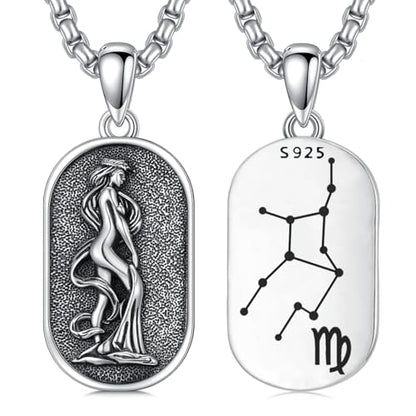 SIMONLY Zodiac Necklace 925 Sterling Silver Constellation Necklace Zodiac Sign Necklaces Horoscope Jewelry Christmas Birthday Astrology Gifts for Women Men Unisex - style: Virgo