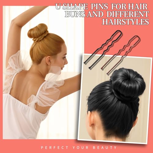 Teenitor 300pcs Bobby Pins Hair Pins, 100 Hair Pins 100 Bobby Pins Brown Hair Black for Women 100 Hair Bands 2inch 2.36inch 2.75inch Brown Black - color: Brown/Black