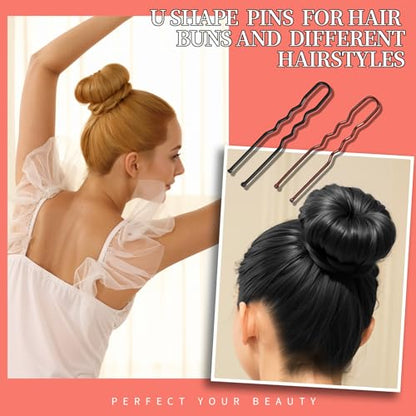 Teenitor 300pcs Bobby Pins Hair Pins, 100 Hair Pins 100 Bobby Pins Brown Hair Black for Women 100 Hair Bands 2inch 2.36inch 2.75inch Brown Black - color: Brown/Black