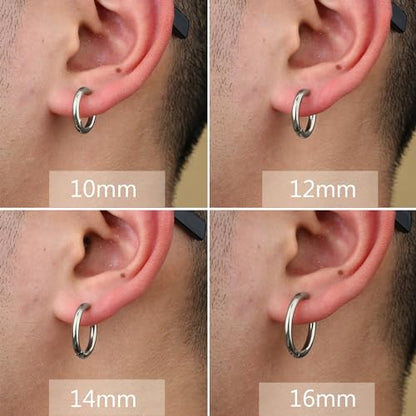 YADOCA 8 Pieces Clip On Earrings For Men Women Non-Piercing Fake Earrings Stainless Steel Clip On Hoop Earring Cool Earrings Ear Clips Set for Gifts - style: Silver: 10/12/14/16mm
