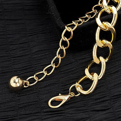 Suyi Multilayer Chain Belt Rhinestone Metal Chain Belts for Women Punk Gold Waist Chain - color: Gold Wine Red, size: M: 110 CM