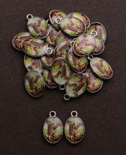 Saint Therese of Lisieux/Saint Mother Teresa of Calcutta/Divine Mercy Jesus/Mater Dolorosa Patron Saint Medal Charm Pendant for DIY Rosary Necklace Bracelet Jewelry Making Part - color: 30pcs-Enamel St. Michael