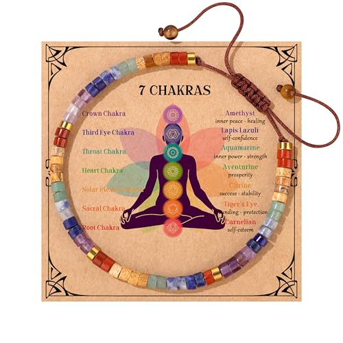 JoycuFF Gifts for Women Inspirational Gifts for Teen Healing Natural Stone Bracelets for Women Friends Sister - style: 7 Chakras