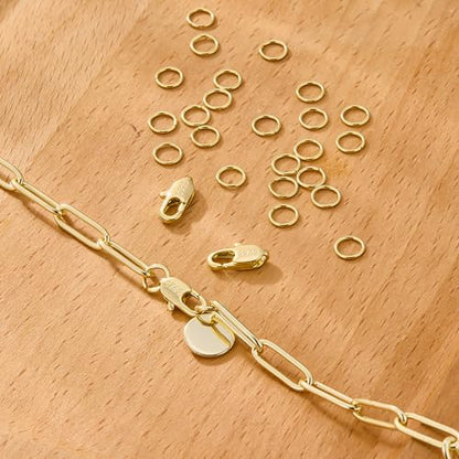 23PCS Gold Jewelry Making Supplies Italian Clasps with Open Jump Rings Set | Small Spring Italian Clasps Lobster Claw Jump Rings Necklace Chains Connect Link Repair kit Supplies 925 Jewelry Findings - color: 23PcsB_Gold