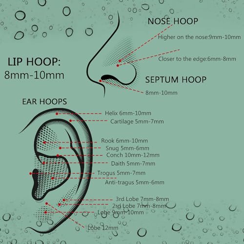 Jstyle 5Pcs 316L Surgical Steel Septum Rings Nose Rings Hoop 16G 18G 20G Hinged Clicker Hoop Nose Rings for Women Men Cartilage Hoop Earring Lip Helix Rook Tragus Conch Septum Nose Piercing Jewelry - style: 16G 10MM