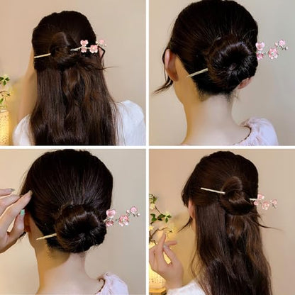 1 Pc Plum blossom Hair sticks for buns,Hair pins for women,Buns and Updos with No Hair Damage,Metal French Pin Great Hold,Suitable for fine & thick hair(pink) US378