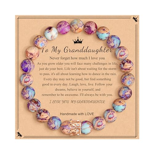 JoycuFF Woman Birthday Gifts Idea Friendship Gifts For Women Best Friends Besties Aunt Female Mom Daughter Granddaughter Gf Anniversary Christmas Graduation Healing Stone Crown Gifts For Her - style: 1.Granddaughter Gift-Colorful Imperial Jasper