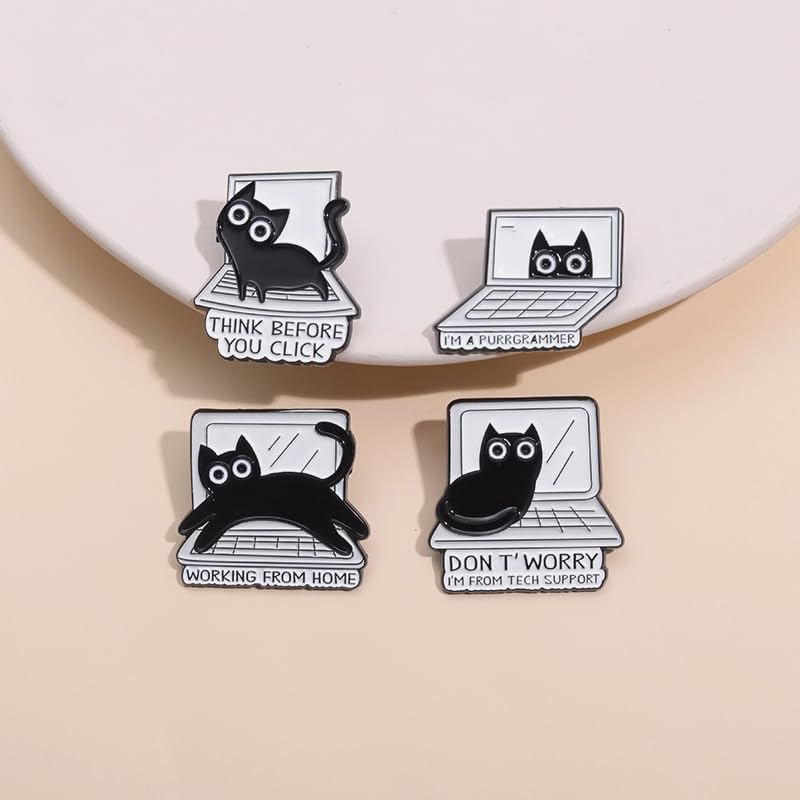 Cartoon Animal Enamel Brooch Set Cute Butterfly Duck Cat Lapel Pins for Backpacks Jacket Decoration Gifts for Friends - style: Cats 2