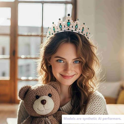 Kamirola - Queen Crown and Tiaras Princess Crown for Women Crystal Headbands for Bridal, Princess for Wedding and Party - color: Gold Green