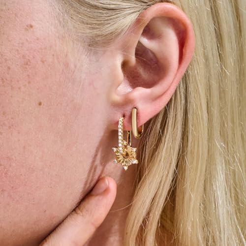 JINEAR 2 Pairs Gold Hoop Earrings for Women Dainty Huggie Earrings Set | 14K Gold Plated Cubic Zirconia Hypoallergenic Lightweight Waterproof Cartilage Hoop Earrings Trendy Jewelry Gift - color: Plates&Pockets