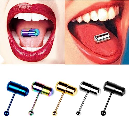 Stainless Steel Vibrating Tongue Ring Barbell Piercing Jewelry Nail Body Piercing Barbell Rings Tongue Piercing Ring