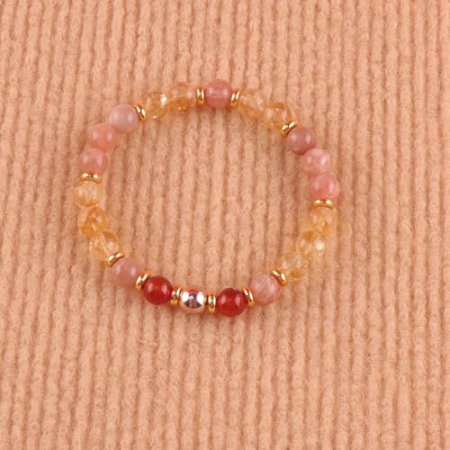 KSQS Healing Stone Bead Bracelet for Women, Natural Gemstones Balance Protection Bracelet, Spiritual Crystal Beads Bracelet Anxiety Relief with Meaning Card - color: Uplifting