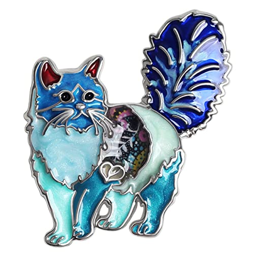 NEWEI Cat Brooch Pins for Women Girls Jacket Bag Charms Cat Pins Jewelry Gifts - color: Blue