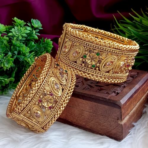 Efulgenz Indian Bridal Jewelry for Wedding Big Broad Bangles Bracelet - size: 2-6