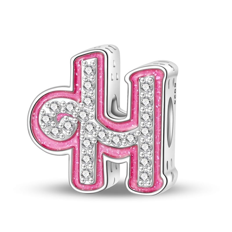 925 Sterling Silver Letter Charms Fits Pandora Bracelets Alphabet AZ Bead Charm for Bracelets Necklace with 5A Cubic Zirconia for Women Birthday Ceremony DIY Jewelry Gift - style: H