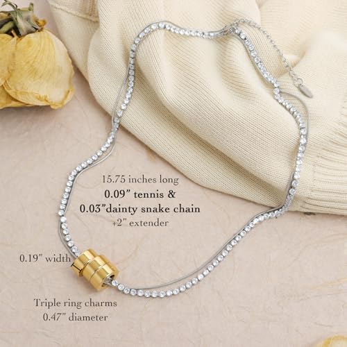 Gold Pendant Pearl Layered Choker Necklace Set for Woman, Chunky Charm Adjustable Pearls Bead Gemstone Shell Conch Tiger Eye Natural Stone Bow Chain Nacklaces Fall Fashion Prom Jewelry Gift. - color: Gold Circles