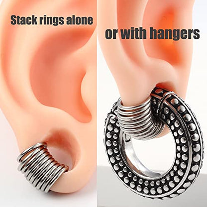 Casvort 10 PCS 16G Seamless Septum Nose Piercing Rings Segment Tragus Hoop Rings 316 Stainless Steel Helix Ring Stack Clickers Ear Plugs Hangers Women Body Jewelry - color: Silver Classic, size: 1.2*10mm 10 PCS