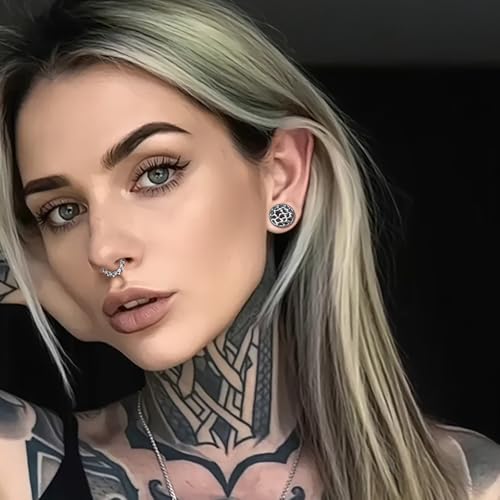 LADEMAYH 2PCS Hammered Ear Plugs Gauges for Ears, Punk Textured Tunnels | Industrial Style, Double Flared Expander, 316L Surgical Stainless Steel, Hypoallergenic, Saddle Fit, Ear Stretching Jewelry - color: #6677 Silver, size: 1/2"(12mm)