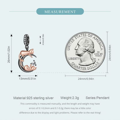 BISAER 925 Sterling Silver Charms for Bracelets Cat Dog Sloth Animal Beads Butterfly Fairy Heart Dangle Pendant Charms - color: Playing Cat