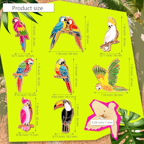 24/48 Pcs Bird Enamel Brooch Colorful Bird Lapel Pin Animal Brooches Cute Lapel Pin for Women Jewelry Pin Dress Accessories Mother's Day Birthday Gift - style: Tropical Bird