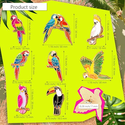 24/48 Pcs Bird Enamel Brooch Colorful Bird Lapel Pin Animal Brooches Cute Lapel Pin for Women Jewelry Pin Dress Accessories Mother's Day Birthday Gift - style: Tropical Bird