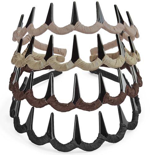 STHUAHE4PC Multicolor Protection Resin Teeth Comb Hair Hoop Hairband Headband Hair Accessories for female by Beauty hair (Khaki, brown, dark gray, black) - color: Khaki, brown, dark gray, black