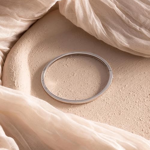 Bangle Bracelets for Women, Dainty Delicate Stacking CZ Diamond Bracelet, 18K Gold Plated Silver, Gold Jewelry, Mother’s Day Gifts for Mom - style: 04-Silver Classic Bangle