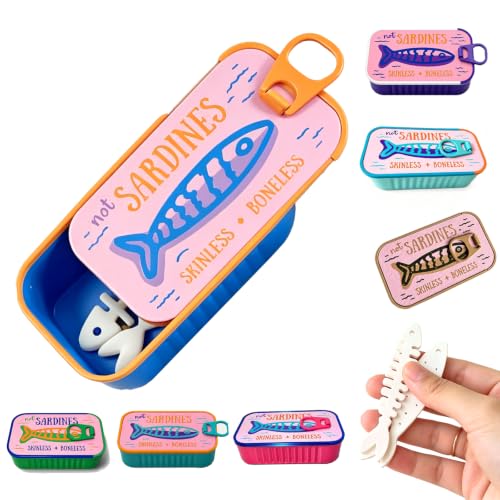 Sardines Travel Jewelry Box, Sardine Tin Jewelry Box, 3d Printed Sardine Tin Like Jewelry Case, with Fish-Shaped Holders for Earrings and Charms, Portable Earring Organizer (Multicolor J) - color: Multicolor J
