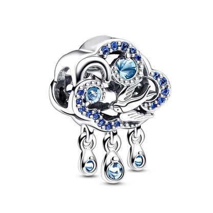 9 Pack Silver Spacer Beads Charms fit Bracelet, Heart Beads DIY Jewelry Gifts Women - color: D6