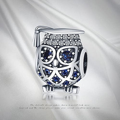 Pandach 925 Sterling Silver Charms Beads for Bracelets and Necklaces Butterfly and Headphones Pendants Clover Charms Jewelry Gift for Women - style: owl Bead Charm