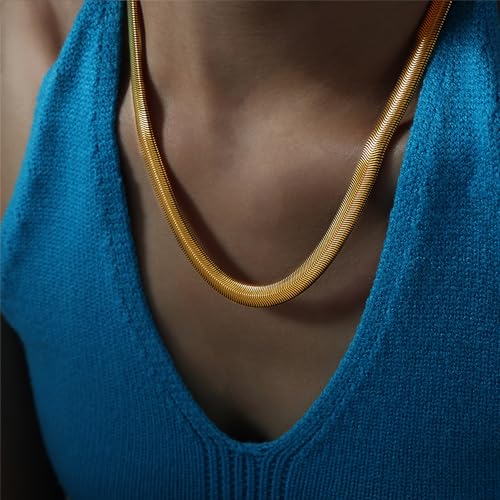 Jean Beau Gold Choker Necklace for Women, Simple 18K Gold Plated Adjustable Link Chain Prom Jewelry Gifts - color: Gold snake