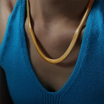 Jean Beau Gold Choker Necklace for Women, Simple 18K Gold Plated Adjustable Link Chain Prom Jewelry Gifts - color: Gold snake