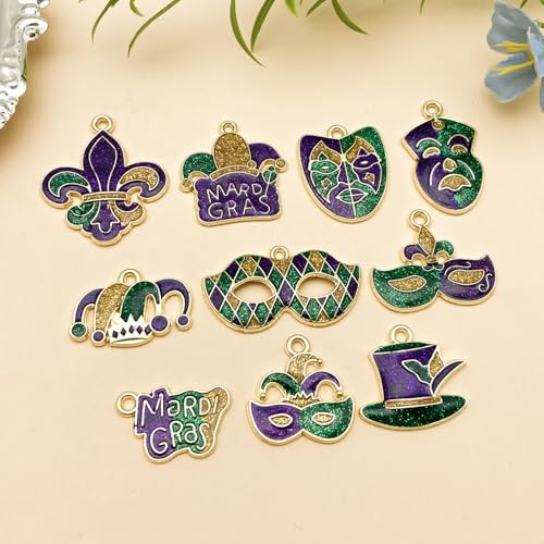 Youdiyla 20pcs Alloy Enamel Martini Grasse Carnival Mardi Gras set Pendant Jewelry Making DIY Keychain Earrings Pendant Various Design Charms for Jewelry Making Bracelets Necklace (SN1102) - color: SN1102