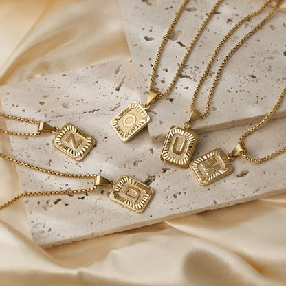 JSJOY Graduation Gifts 2026 Gold Initial Necklaces for Women Men Gold Letter Necklaces 26 Capital A-Z Letter Pendant Necklaces for Women Square Monogram Necklace for Her Initial Necklaces - color: Gold Letter E