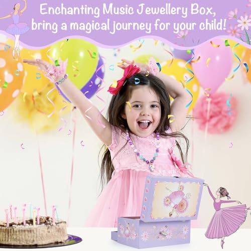 Music Jewellery Box with Drawer Necklace Bracelet, Musical Jewelry Storage Case with Spinning Ballerina Gift Set for Kids Girls Children Daughter (Pink Dancer) - color: Pink Dancer
