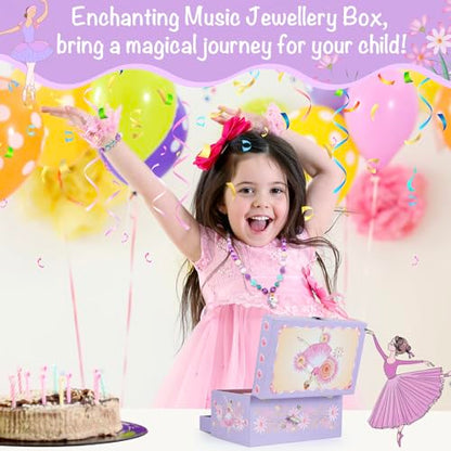 Music Jewellery Box with Drawer Necklace Bracelet, Musical Jewelry Storage Case with Spinning Ballerina Gift Set for Kids Girls Children Daughter (Pink Dancer) - color: Pink Dancer