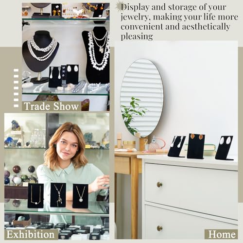 RattanView 12 Pieces Velvet Earring Display Stand Necklace Pendant Jewelry Stand Showcase Organizer Display Holder for Earring Pendant Accessory Rack(Black,Straight Style,Velvet) - color: Black