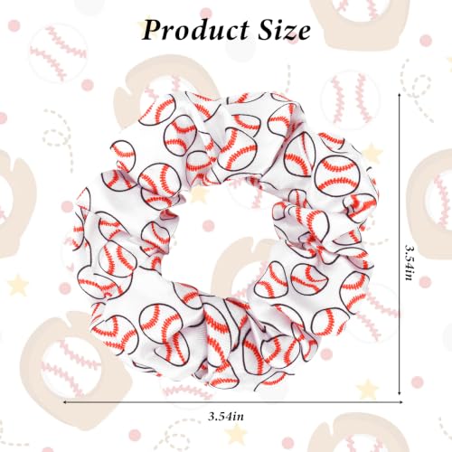 Baseball Print Scrunchies 20 Pack Soft Elastic Hair Ties for Women Girls Sports Fan No Slip Game Day Hair Accessories Daily Styling - color: White Baseball